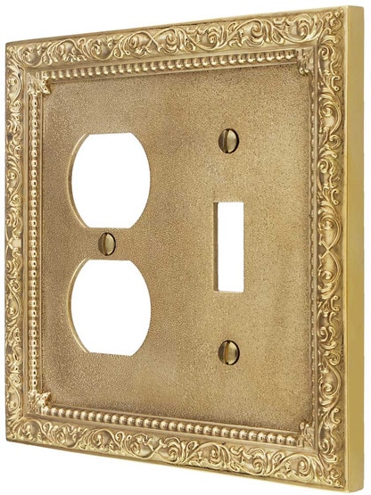 Floral Victorian Toggle/Duplex Combination Switch Plate.